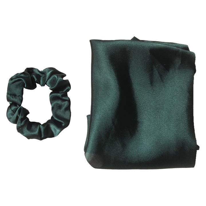 Pack of 2 Knotted Bow Hair Scrunchies Elastic Hair Scarf Black Hair Ties Bands Satin Hair Ribbon Scrunchy Red Ponytail Holder for Women and Girls (Dark green)