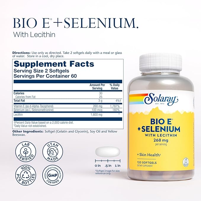 Solaray Bio E with Selenium Supplement, 400iu, 120 Count