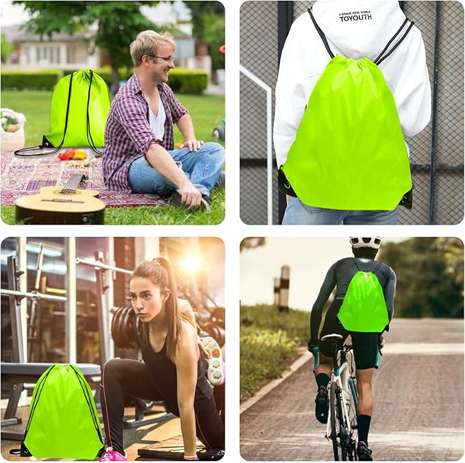 Drawstring Bags 28 PCS Drawstring Backpack Bulk String Backpack Cinch Bag Sackpack for Men Women Gym (Light Green)