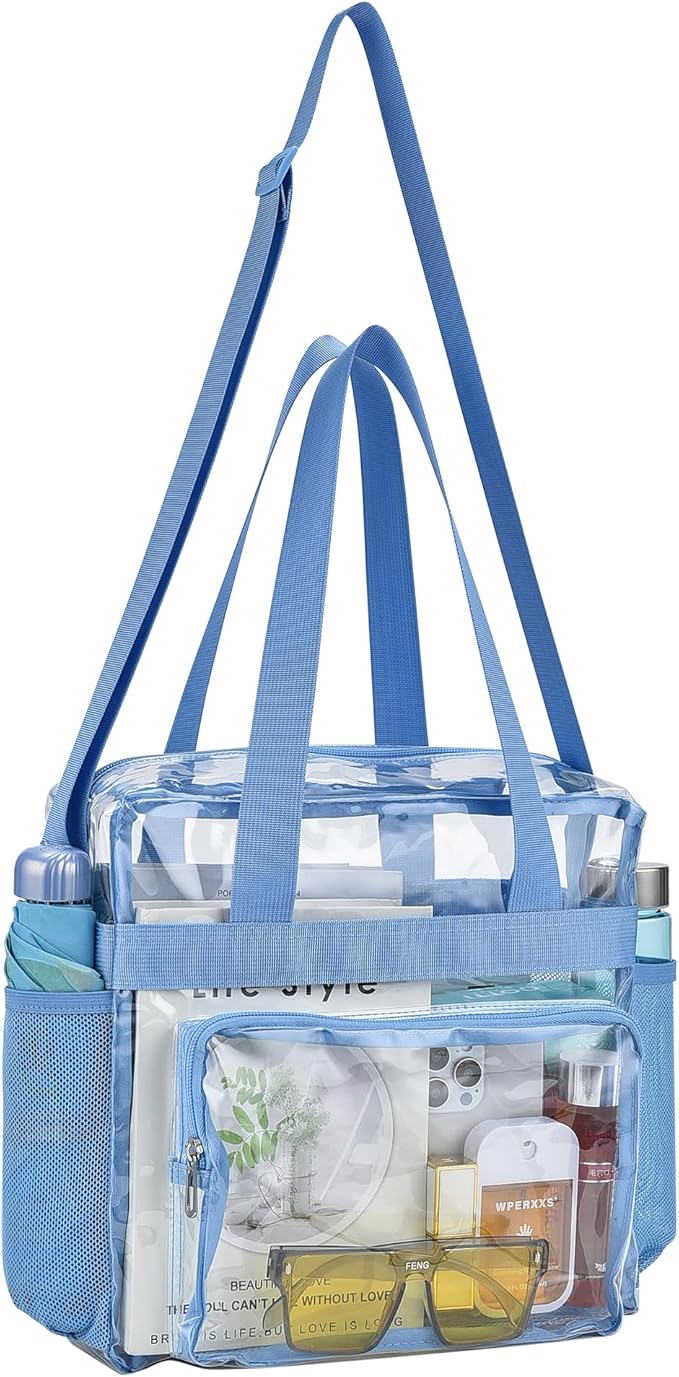 USPECLARE Clear Tote Stadium Approved, Security Travel & Gym Clear Bag for Work Sports Games Concerts