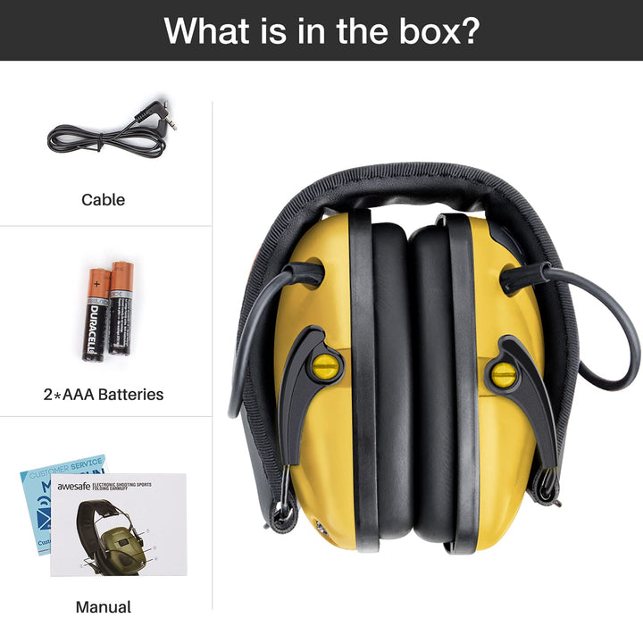 awesafe Electronic Shooting Earmuffs Ear Hearing Protection Headphones for Shooter Gun Range Noise Reduction Sound Amplification (Yellow)