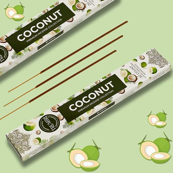 Coconut Incense Sticks - Incienso de Coco - Total 40 Insence-Sticks - Dual Pack of 20 Insense - Inciensos - Inscents - Natural Non Toxic Ingredients - Incents - Incence - Inscense - Insents