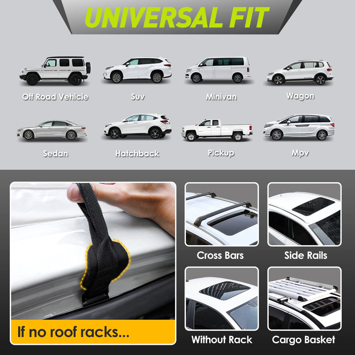 Car Rooftop Cargo Carrier Bag -100% Waterproof 20 Cu Ft Anti-Rip/Scratch Car Roof Bag for All Vehicles with/Without Roof Rack, Includes Protective Mat, Luggage Lock, 4 Door Hooks