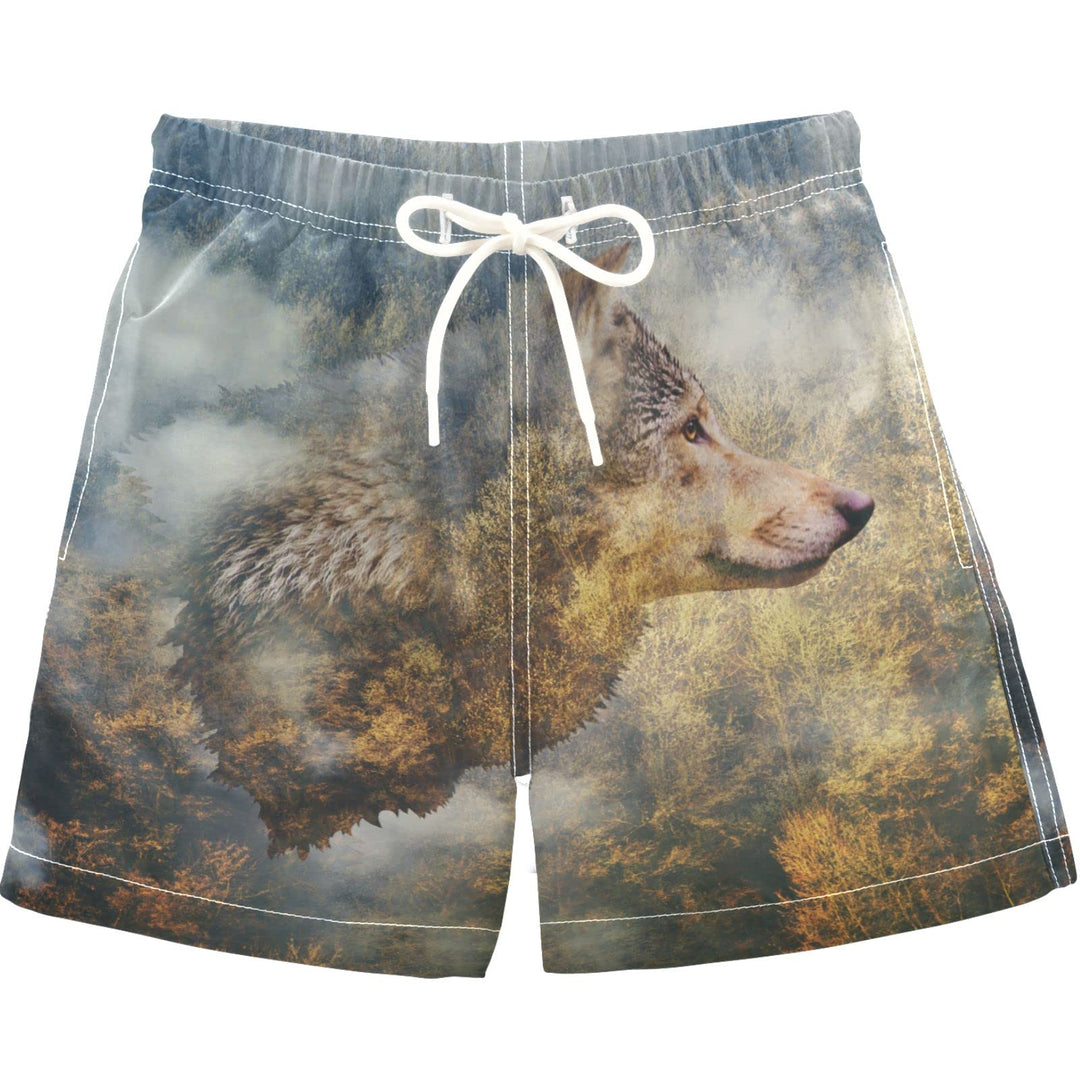 visesunny Summer Boy's Beach Shorts Quick Dry Soft Drawsting Swim Trunks Boho America Tribal Texas Cowboy Wild West Art Baby Boy Bathing Suit with Pockets