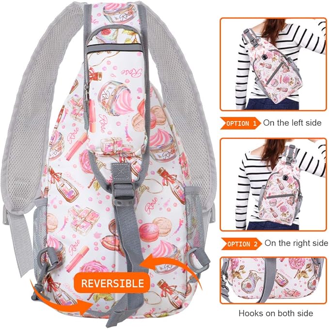 ZOMAKE Sling Bag for Women Men, Small Crossbody Sling Backpack, Mini Water Resistant Shoulder Daypack for Travel, Anti Thief Chest Bag for Hiking, Sports(Cosmetic White)