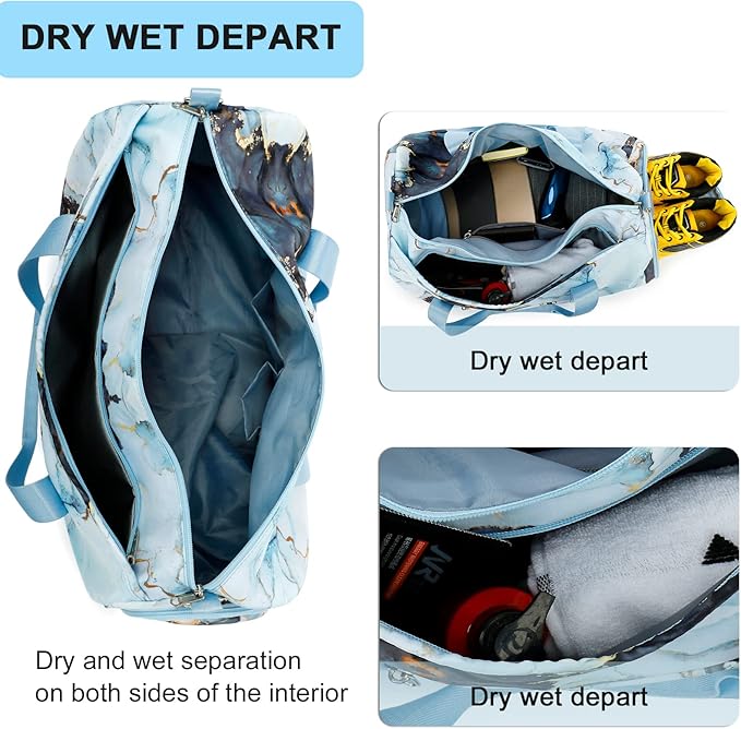 Duffle Bag for Gym Sports Women Girls Workout Travel Bag Weekender with Shoe Compartment and Wet Pocket