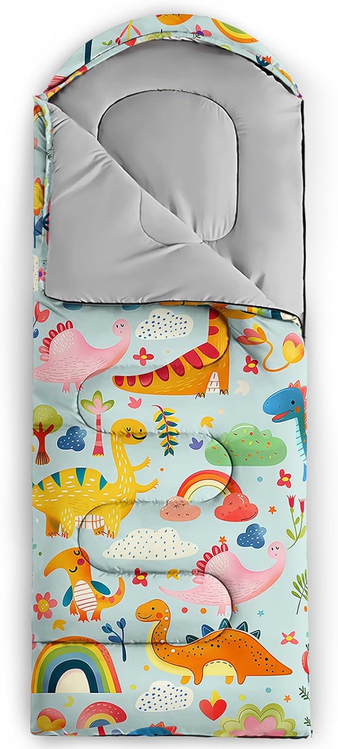 AILONEN Cartoon Fox Camping Sleeping Bag for Boys Girls Adults,Lightweight & Waterproof,3 Season Warm & Cold Weather,Portable,Kawaii Fox Printed Sleeping Bag,Traveling,Camping,Hiking
