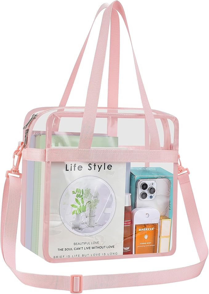 USPECLARE Clear Tote Stadium Approved, Security Travel & Gym Clear Bag for Work Sports Games Concerts