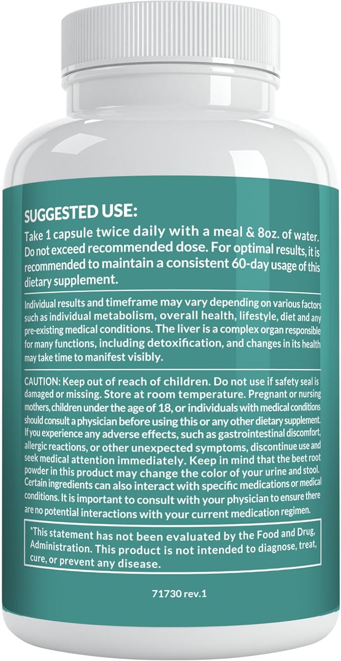 32-in-1 Liver Cleanse Detox & Repair with Milk Thistle and Silymarin, Artichoke Extract and Beetroot Powder for Liver Support with Active Liver Health Formula - 1426mg (180 ct, Pack of 2)