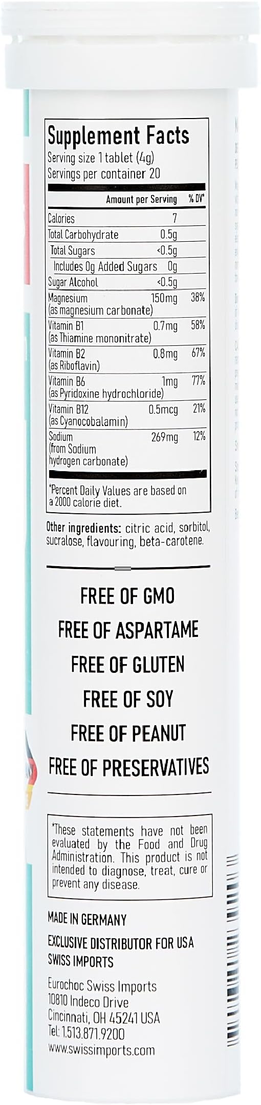 Effervescent Magnesium + B Complex Dietary Supplement, 3-Pack, 60 Tablets