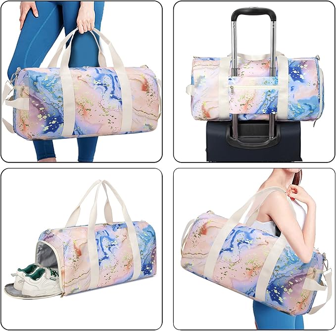 BLUBOON Sport Gym Duffle Bag for Women Girls Weekender Overnight Duffel Bag (Bronzing orange) 19.7"x9.5"x9.9"