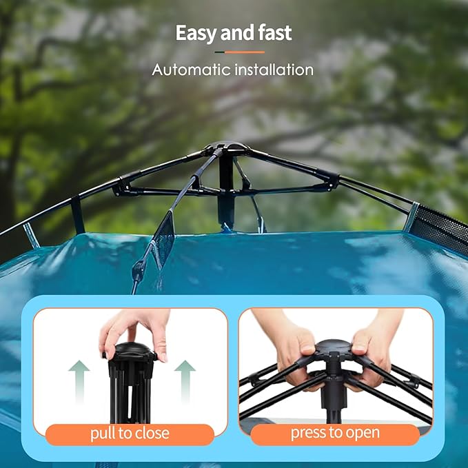 3-in-1 Instant Pop Up Tents for Camping, 2/4/6 Person Camping Tent,60s Automatic Quick Easy Setup Tent, Waterproof Stand Up Family Tents for Camping,Outdoor, Hiking,Beach