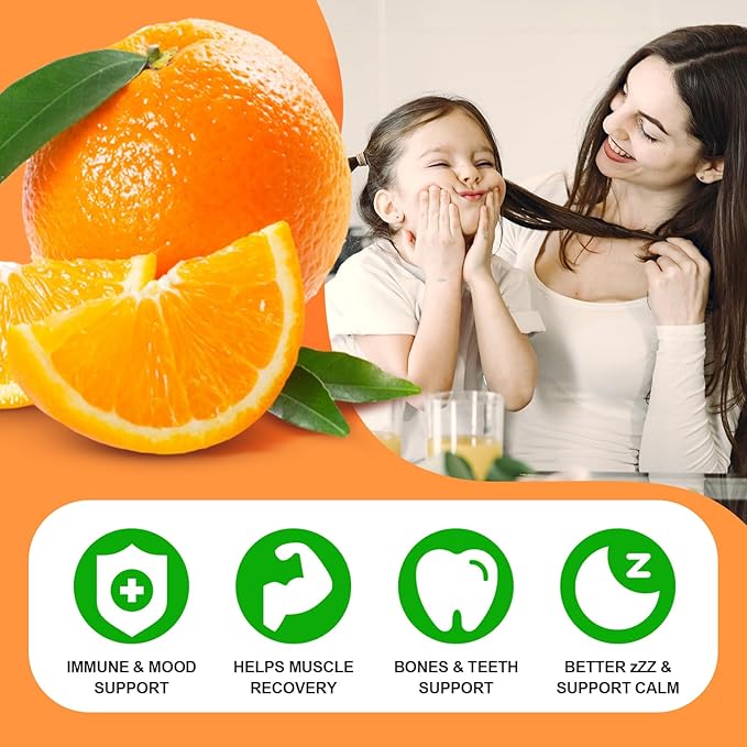 Calcium Magnesium Zinc Supplement with Vitamin D3, Sugar Free Calcium Gummies for Women Men, High Potency Magnesium Gummies for Bone & Muscle & Immune Health, Orange Flavors - 60 Count