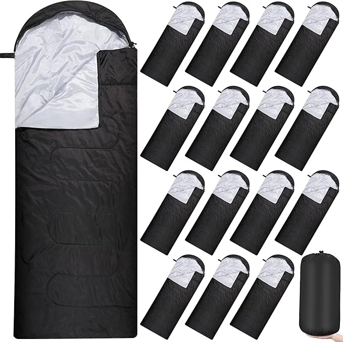 Tudomro 16 Pack Camping Sleeping Bags Bulk Adults Envelope 4 Season Cold Warm Weather Lightweight Waterproof Compact Backpacking Sleeping Bag for Travel Hiking