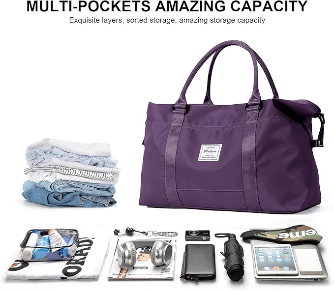 Travel Duffel Bag,Sports Tote Gym Bag,Shoulder Weekender Overnight Bag for Women