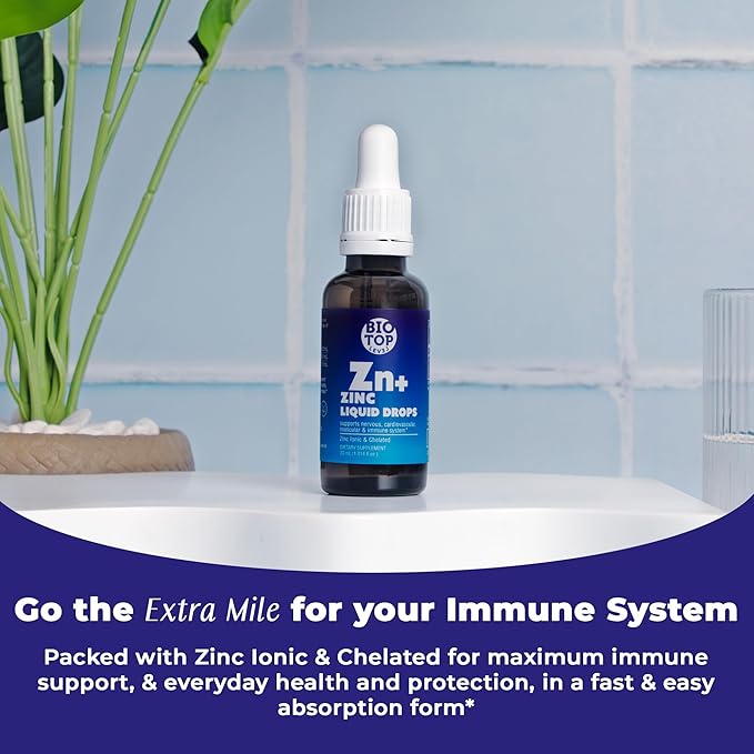Liquid Zinc Supplement. Immune Support & Skin Care. Ionic & Chelated Zinc for Kids & Adults. 30 Day Supply, Vegan, Organic Glycerin Based, Unflavored