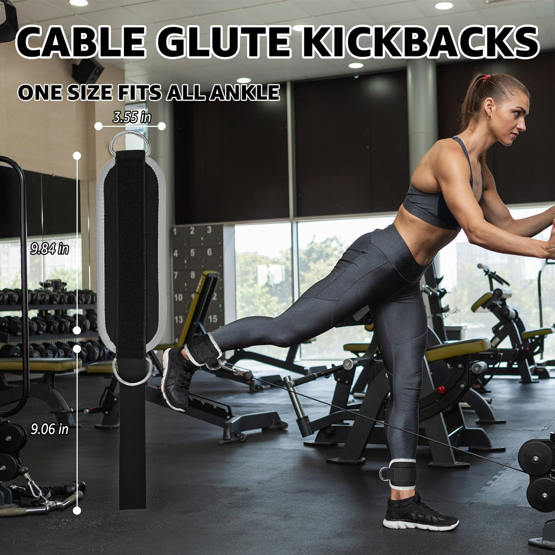 Anemeeoke Fitness Ankle Straps for Cable Machine, Kickbacks Glute Workouts, Lower Body Exercises, Adjustable Leg Straps with Neoprene Padding Men Women(Gray)
