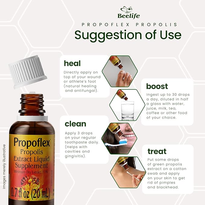 Beelife Brazilian Green Propolis Extract |11% Dry Extract,Bee Propolis Tincture, High Artepillin-C Levels – Natural & Kosher, Antioxidant| Rich Supplement for Health, Wellness- Propolis Drops, 20ml