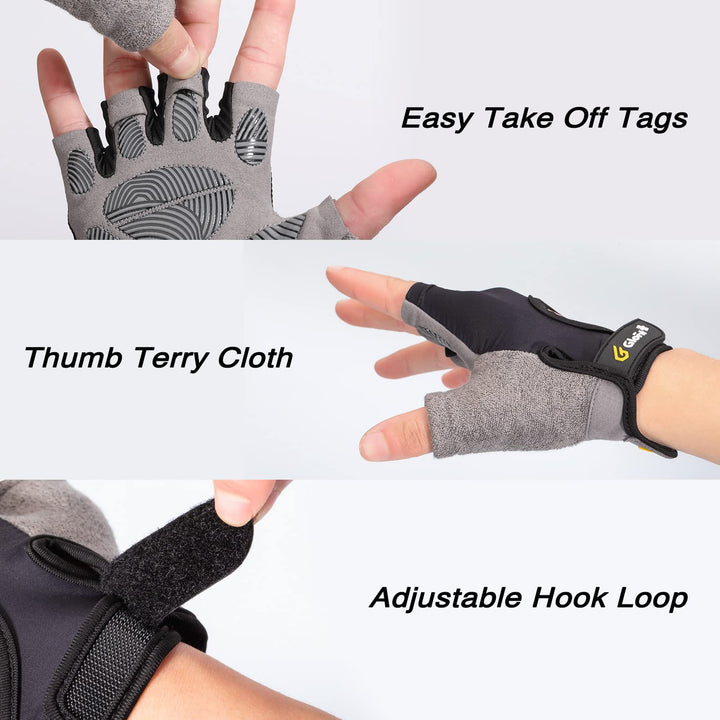 Glofit Workout Gloves for Women Men, Lightweight Weight Lifting Glove Breathable Fingerless Gym Gloves, Exercise, Fitness, Training, Cycling