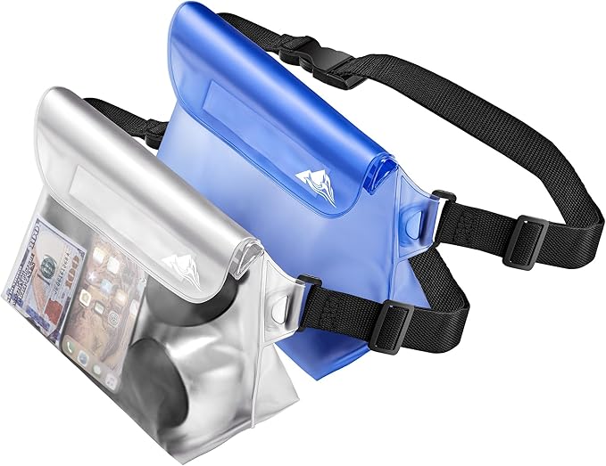 HEETA 2/3/4 Pack Waterproof Pouch with Waist Strap, Screen Touchable Dry Bag with Adjustable Belt for Phone Valuables for Kayaking, Swimming, Snorkeling, Boating, Fishing, Surfing & Beach