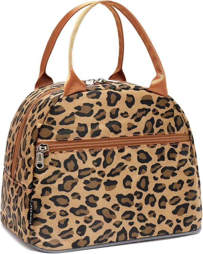 FlowFly Leopard Insulated Lunch Cooler Bag - Tote Organizer for Women/Men