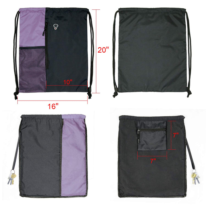 BeeGreen Lilac Drawstring Backpack Sports Gym String Backpack For Women Men Large Size Cinch Sack Workout Bag with Zipper and Water Bottle Mesh Pockets