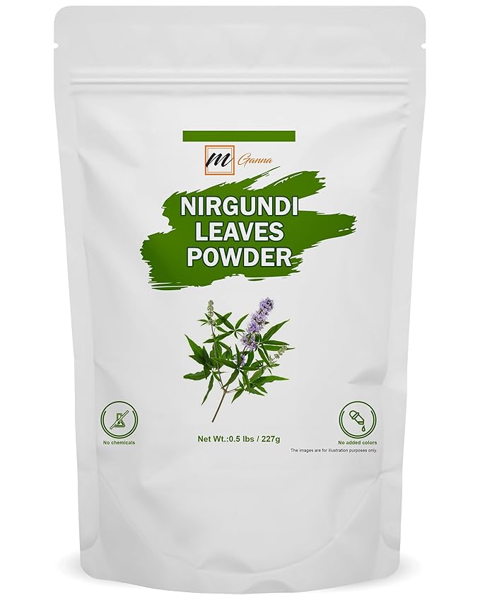 mGanna Nirgundi Leaves Powder (Vitex negundo) for Herbal & Personal Care Use 227 g / 0.5 lbs