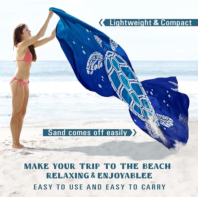 Beach Blanket 78''×81'' 1-5 Adults Oversized,Compact Lightweight Durable Beach Mat for Travel Camping Hiking Picnic Blanket