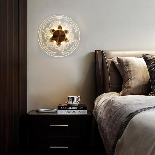 APAKA Modern LED Wall Lamp, 12W Wall Sconce Round, Acrylic Flower Pattern Wall Light, Decorative Lighting Fixtures for Bedroom Living Room Hallway Aisle Balcony Stairs, 3000K/4500K/6500K