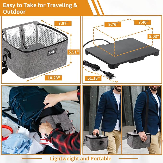 Portable Oven | 110V Portable Food Warmer | Mini Portable Microwave Electric Heated Lunch Box for Cooking & Reheating Food in Office, Dorm, Hotel, Potlucks, Travel, Home | Aotto