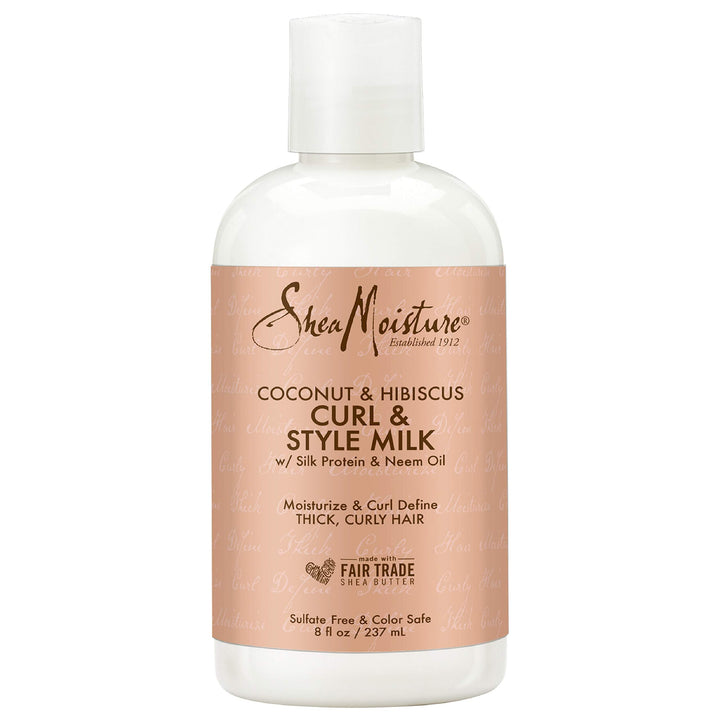 SheaMoisture Fair Trade Sulfate Free Coconut Hibiscus Curl & Style Milk with Silk Protein & Neem Oil For Thick, Defined, Curly Hair 8 oz