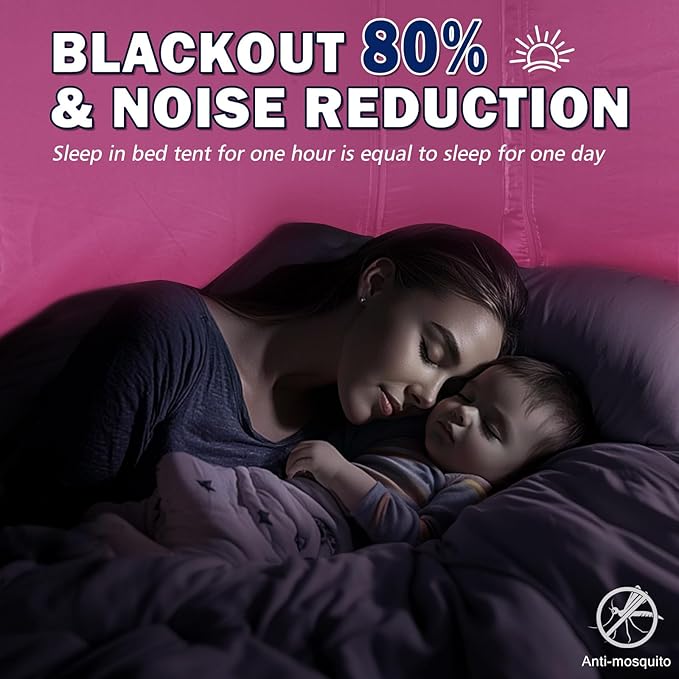 Bed Tent Bed Canopy Full Size Tents for Adult and Kids- Original Design Portable Dream Tent Indoor Sleeping 80% Blackout with 3 Doors Breathable Big Space Tents