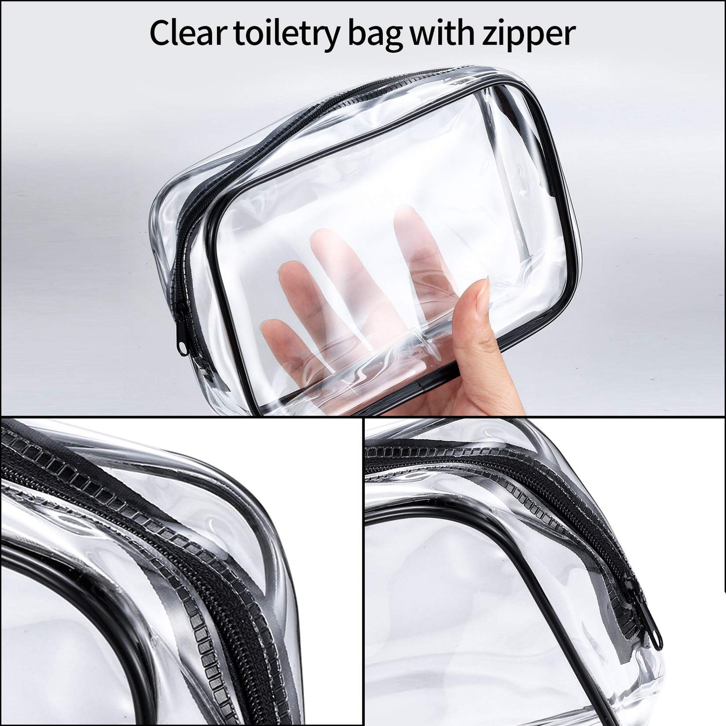 5 Pcs Cosmetic Bags, Clear PVC Makeup Bag with Zipper, Portable Transparent Toiletry Bags, Carry Travel Zippered Pouch Bags for Business Travel, Vacation, Bathroom, Organizing