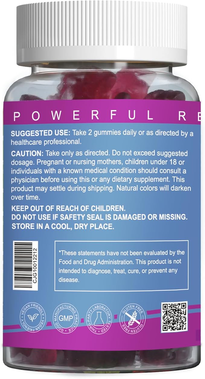 Magnesium Glycinate Gummies 400mg with L-Threonine 200mg - Sugar-Free Magnesium Potassium Supplement with Vitamin D, B6, CoQ10 for Muscle - 60 Mixed Berry Flavored Gummies