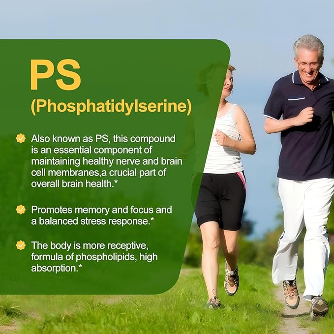 2 Bottles Magnesium L-threonate -100mg, DHA-100mg, Phosphatidylserine-40mg, Magnesium Complex Supplements for The Elderly Kids Brain Health and Cognitive Support Improve Brain - 120 Capsules