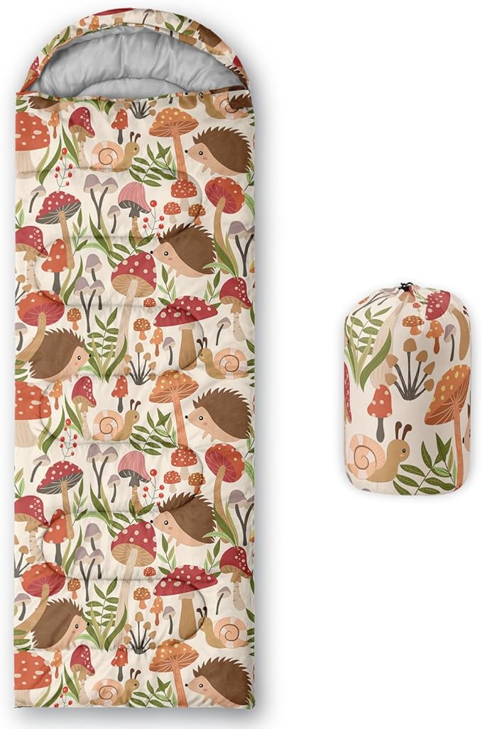 AILONEN Kids Floral Cat Camping Sleeping Bags,Lightweight & Waterproof,3 Season Warm & Cool Weather,Kawaii Kitten Sleeping Bags for Girls Adults,Travelling,Outdoors