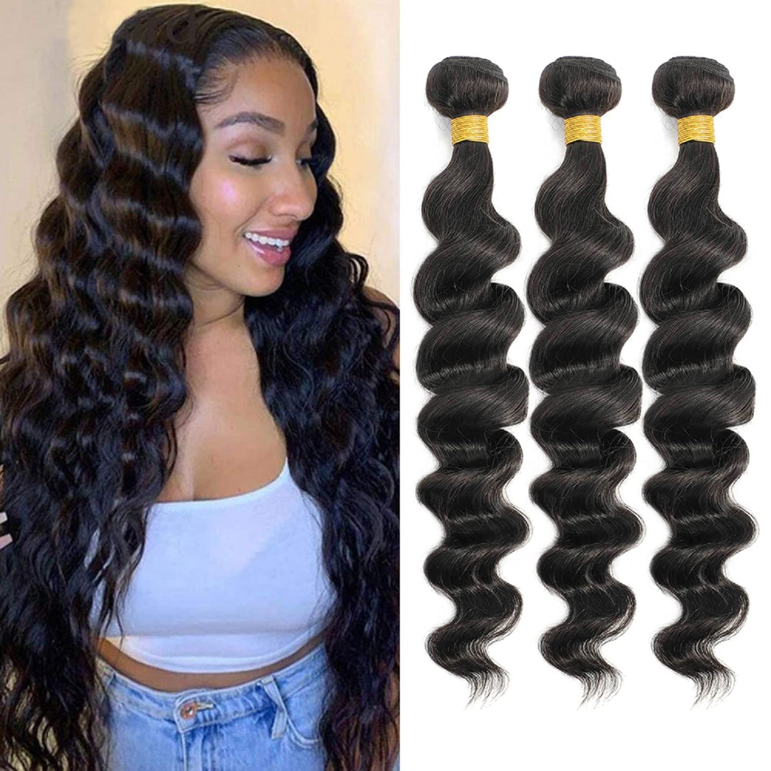12A Grade Brazilian Virgin Loose Wave Hair 3 Bundles 14'' 16'' 18'' 300G 100% Unprocessed Virgin Brazilian Remy Loose Deep Wave