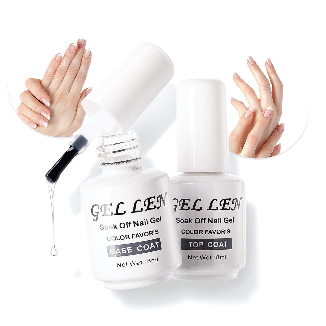 Gellen Gel Top And Base Coat, 2Pcs Clear Gel Nail Polish Set, 8Ml No Wipe Gel Top Coat Nail Polish, Long Lasting Base Coat Gel M