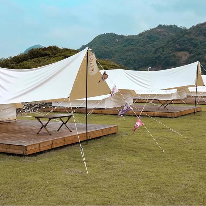 8 Pack High-Reflective Guy Lines 4mm Tent Cords High-Strength Lightweight Camp Ropes with Aluminum Adjuster Tensioner for Tent, Tying Down Tarps, Camping Tent, Outdoor Packaging (Khaki)