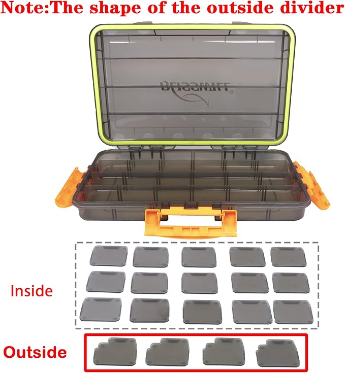 BLISSWILL Fishing Tackle Storage Trays,Fishing Tackle Box,Storage Organizer Box,3600/3700 Tackle Trays with Removable Dividers,Tea-Colored Transparent Waterproof Fishing Tackle Storage
