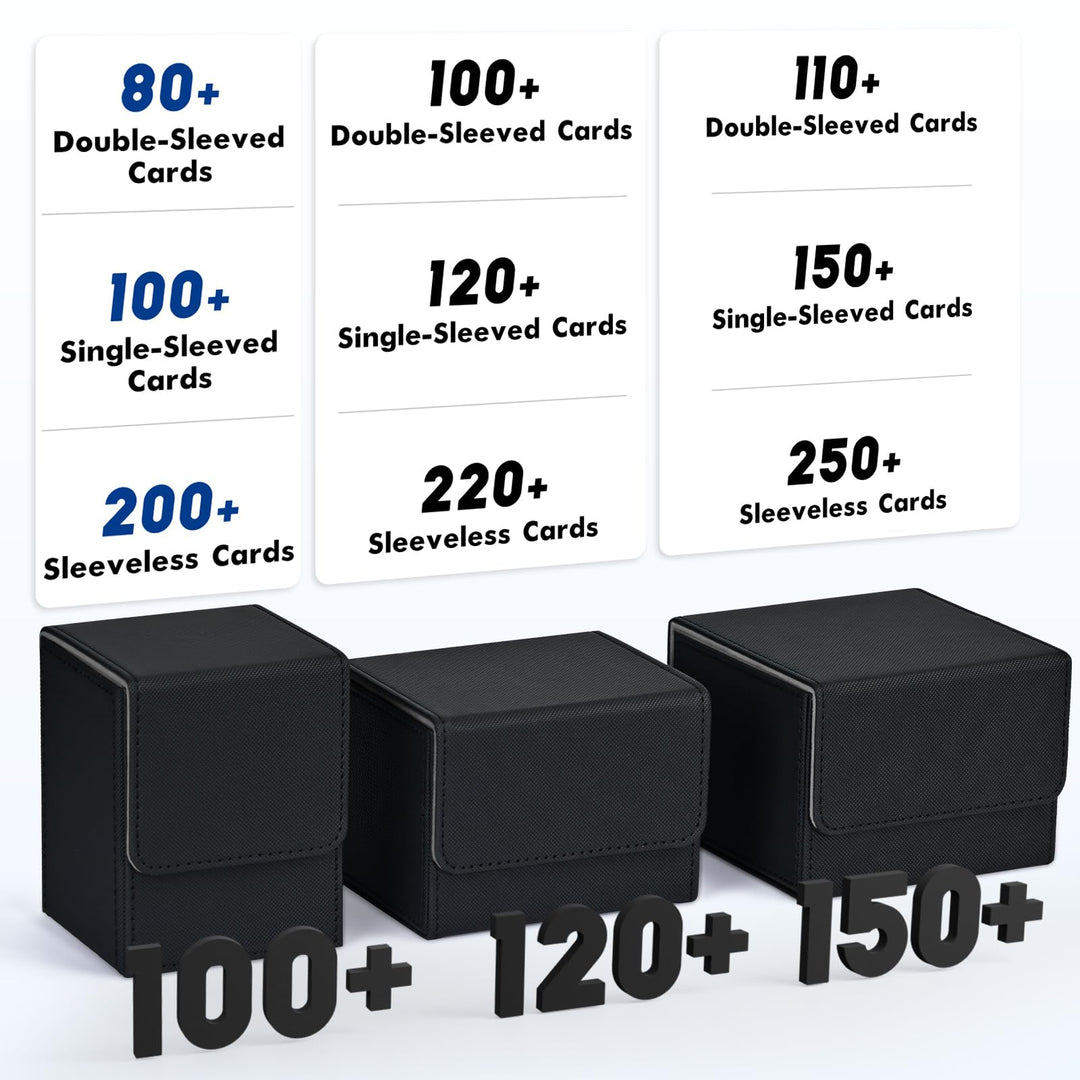 ZLCA Card Deck Box for Trading Cards, MTG YuGiOh Deck Case Holds 100+ Single Sleeved Cards, PU Leather Magnetic Card Storage Box Fits for TCG CCG Magic Game Cards (Black& Green)