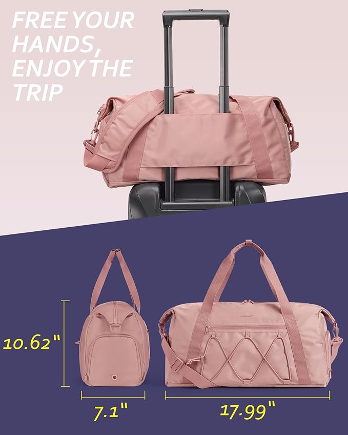 BAGSMART Small Gym Bag With Shoe Compartment & Wet Pocket, Lightweight Sports Travel Duffel, Carry On Weekender Overnight, Water Resistant Sports Gym Tote for Swimming Yoga, Black