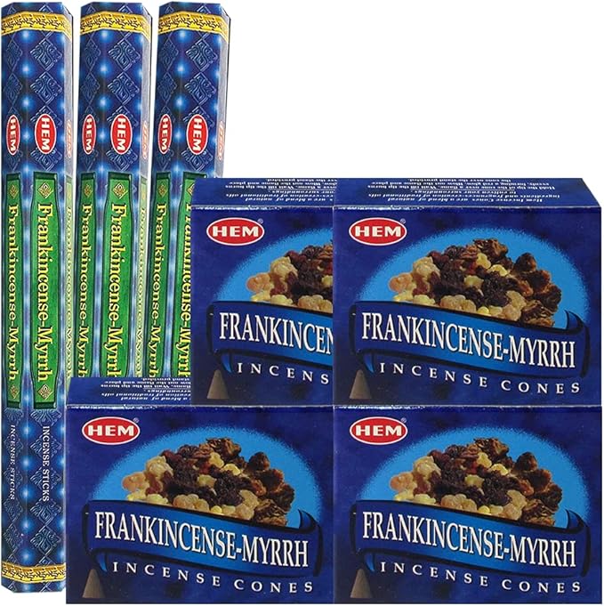 Frankincense & Myrrh Incense Sticks and Cone Incense Holder Bundle insence insense inscents insienso