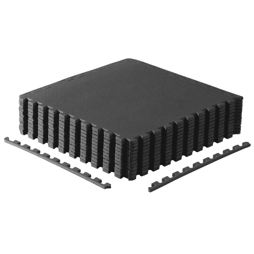 CAP Barbell 1/2-Inch Interlocking EVA Foam Exercise Puzzle Mats - 2 Pack | 24" x 24" x 1/2" | T Pattern - Black