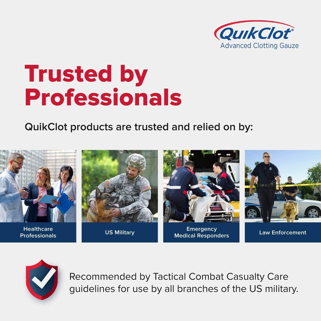 Adventure Medical Kits QuikClot Gauze - Gauze for Emergency Survival Kit, Doomsday Prepping Supplies & More - Stops Bleeding Fast with Kaolin - Flexible Hemostatic Medical Gauze - 3" x 48"