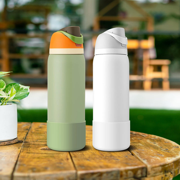 Alwenid 2PCS Silicone Water Bottle Boot for Owala 40 Oz, Anti-Slip Protective Sleeve Bottom Bumper Protector for FreeSip, Twist, and Flip Stainless Steel Water Bottles (Mint+Clear)