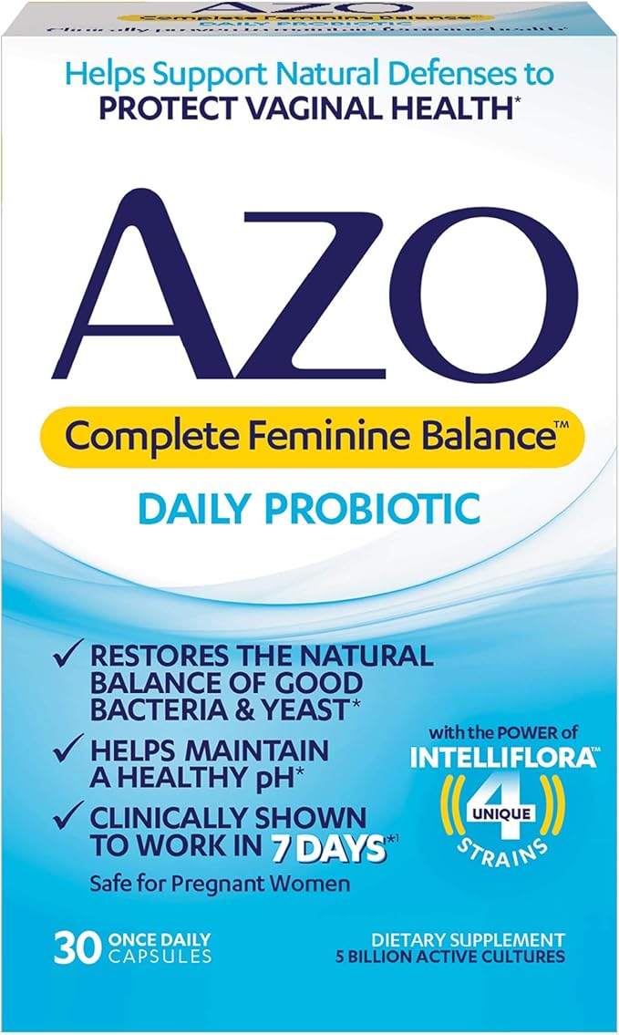 AZO Complete Feminine Balance Daily Probiotics for Women & Cranberry Urinary Tract Health Supplement, 1 Serving = 1 Glass of Cranberry Juice, Sugar Free Cranberry Pills, Non-GMO 100 Softgels