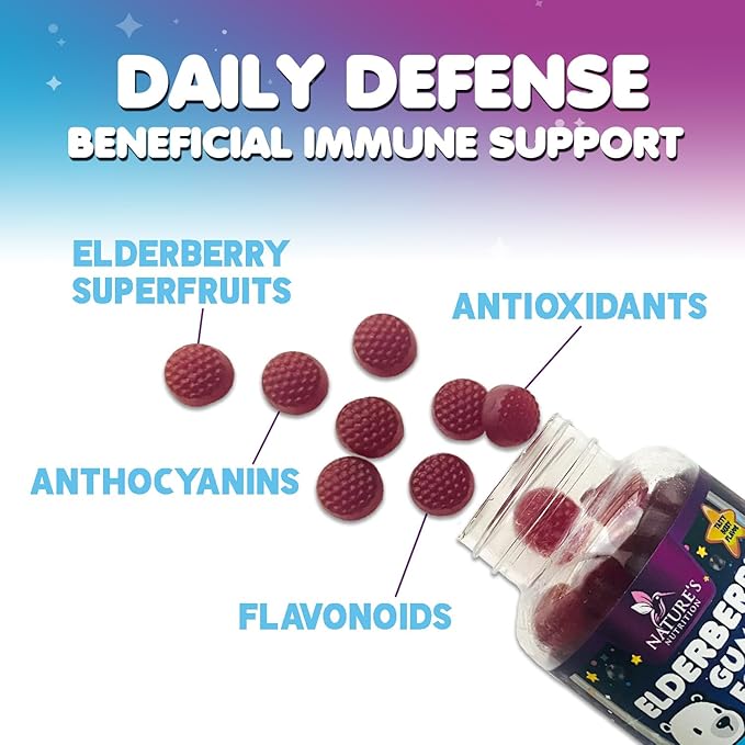 Children's Daily Immune Support Gummies with Real Elderberry + Vitamin C & Zinc to Support Kids Healthy Immune System, Natures Sambucus Elderberry Gummy, Chewable Supplement, Gluten-Free, 120 Gummies