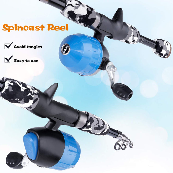ODDSPRO Toddler Fishing Pole, Collapsible Fishing Pole and Reel Combo - Telescopic Fishing Pole for Boys Girls