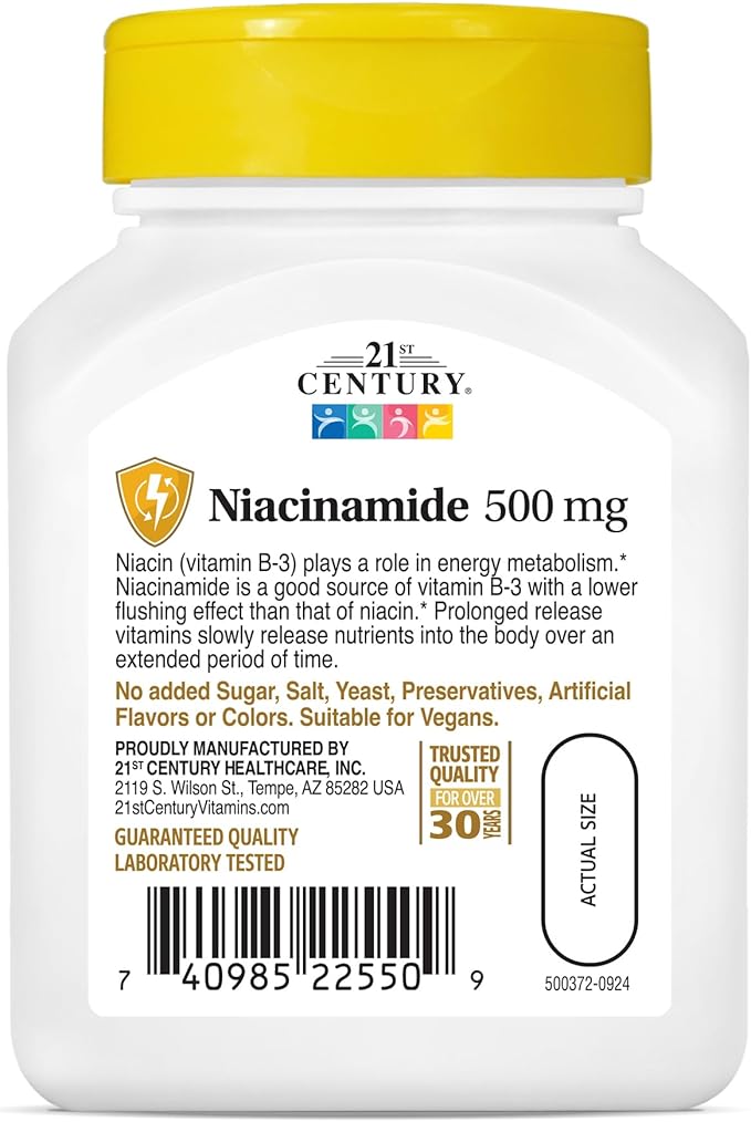 21st Century Niacinamide 500 mg Prolonged Release Tablets, 110 Count